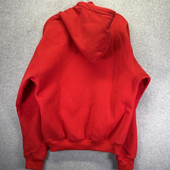 Comfrt Hoodie Sweatshirt Mens Small Red Fleece Pullover Kangaroo Pocket Logo - Picture 11 of 11